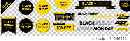 Black Friday Cyber Monday Sale Vector Graphic Design Material Set 84346512