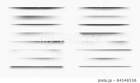 Paper shadow. Realistic page edge shadow overlay and 3D divider effect, poster and banner bottom and side transparent shadow. Vector isolated shaded box set dividers paper effected shapes Paper shadow. Realistic page edge shadow overlay and 3D divider effect, poster and banner bottom and side transparent shadow. Vector isolated shaded box set dividers paper effected shapes 84346536