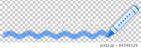 Decorative line (wavy line) written in blue crayon Decorative line (wavy line) written in blue crayon 84348329