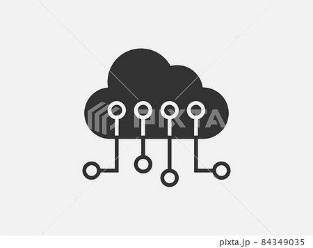 Technology icon vector cloud computing connection. Big data global server. Line design symbol. 84349035