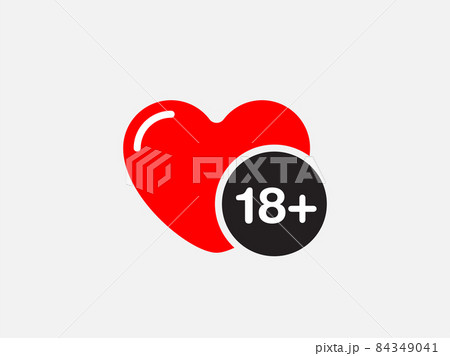 18 plus heart icon. Adults content only symbol. Vector Illustration. 18 plus heart icon. Adults content only symbol. Vector Illustration. 84349041