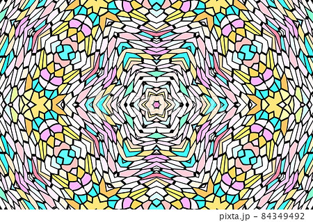 ステンドグラス風の幾何学的な模様のデザイン 84349492