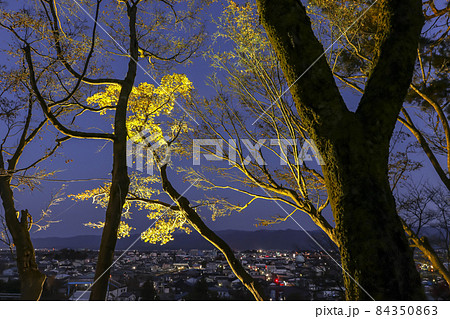 【新潟三大紅葉ライトアップ】　長岡市越路 もみじ園から来迎寺方面の眺め 84350863