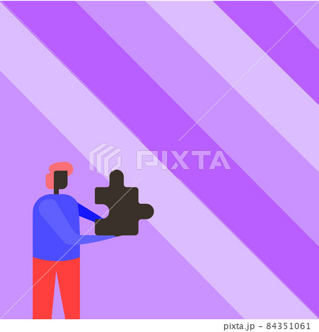 Business Man Holding Jigsaw Puzzle Piece Unlocking New Futuristic Technologies. Man Carrying Puzzles Part Displaying Solving Late Innovative Virtual Ideas. Business Man Holding Jigsaw Puzzle Piece Unlocking New Futuristic Technologies. Man Carrying Puzzles Part Displaying Solving Late Innovative Virtual Ideas. 84351061