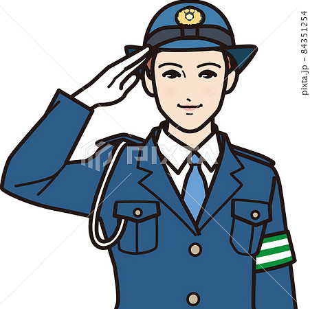 敬礼する女性警察官のイラスト素材