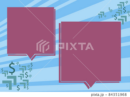 Two Colorful Overlapping Speech Bubble Drawing With Dollar Sign. Double Flashy Overlying Conversation Balloon With Money Mark. Chat Boxes With Financial Background 84351968