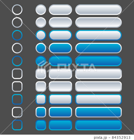 White and blue buttons in neomorphism (neumorphism) style. 84352913