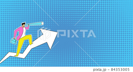 Man Standing Drawing Holding Graph Arrow Showing Business Growth. Businessman Design Stands While Grabbing Chart Diagram Displaying Increase And Rise. 84353005