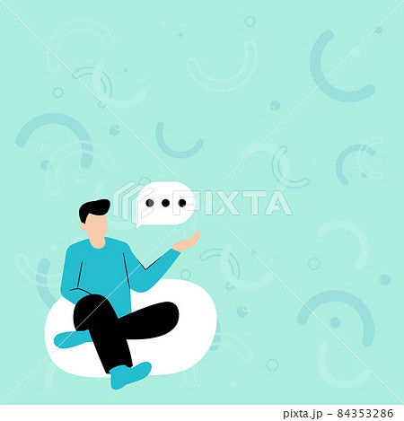 Illustration Of Businessman Sitting Alone On Soft Sofa Chair Talking About New Amazing Announcement. Man Drawing Resting On His Own Speaking And Sharing Old Wonderful Ideas. Illustration Of Businessman Sitting Alone On Soft Sofa Chair Talking About New Amazing Announcement. Man Drawing Resting On His Own Speaking And Sharing Old Wonderful Ideas. 84353286