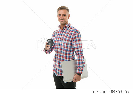 Fuel for my brain. Handsome smiling man enjoying Fuel for my brain. Handsome smiling man enjoying 84353457