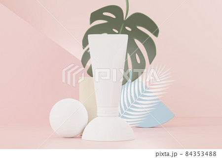 3d render of blank cosmetics skincare product or packaging for mock up. Beauty soap and spa concept. Lotion oil moisture for skin health. Premium and luxury design for branding. 84353488