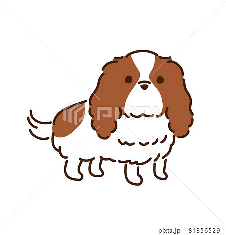 キャバリア シンプルでかわいい犬のイラストのイラスト素材