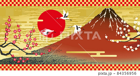 富士山　赤富士（正月イメージ素材） 84356956