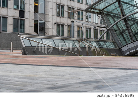 Ixelles, Brussels Capital Region, Belgium - 11 19 2021: Entrance of the Luxemburg railway station at the esplanade of the European Parliament 84356998