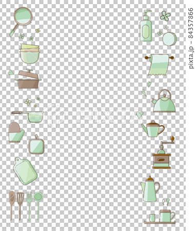 Kitchen utensil set Left and right frame with line Green vertical line 84357866