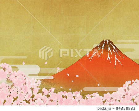 赤富士 浮世絵のイラスト素材