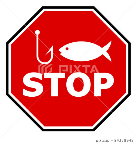 Raster Fishing Stop Octagon Icon Illustration Raster Fishing Stop Octagon Icon Illustration 84358945