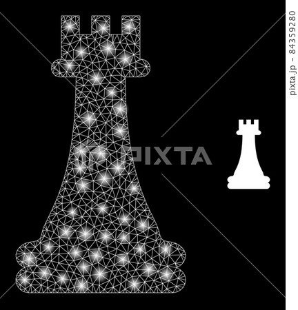 Vector Mesh Web Chess King with Light Constellation Flashes Vector Mesh Web Chess King with Light Constellation Flashes 84359280