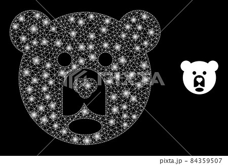 Vector Mesh Web Bear Head with Light Wire Frame Flashes 84359507