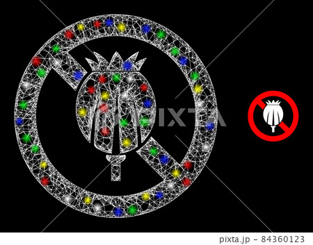 Bright Intersected Net Stop Opium Poppy Icon 84360123