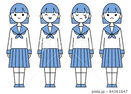 人物イラスト_女子高生表情セット 84361647