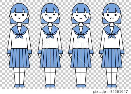 人物イラスト_女子高生表情セット 84361647