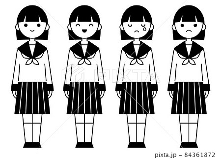 人物イラスト_女子高生表情セット 84361872