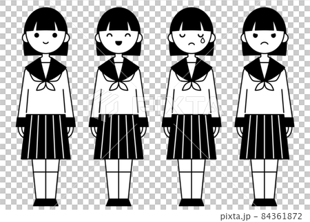 人物イラスト_女子高生表情セット 84361872