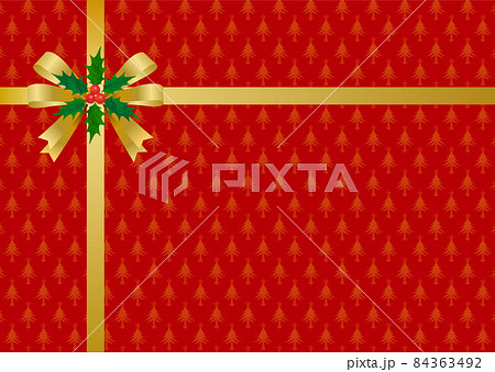 クリスマス リボン 金のリボン ヒイラギ 柊 84363492