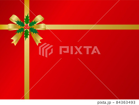 クリスマス リボン 金のリボン ヒイラギ 柊 84363493