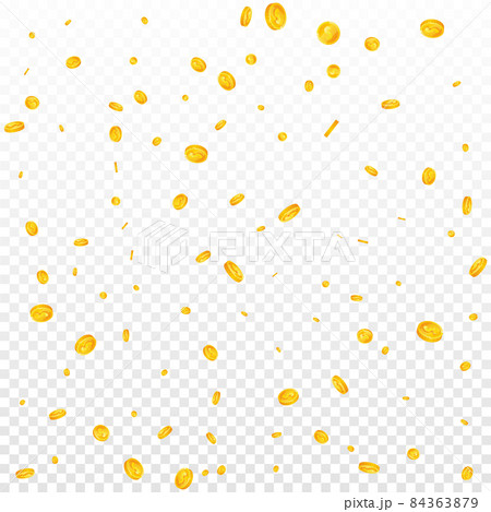 American dollar coins falling. Divine scattered USD coins. USA money. Cute jackpot, wealth or success concept. Vector illustration. 84363879