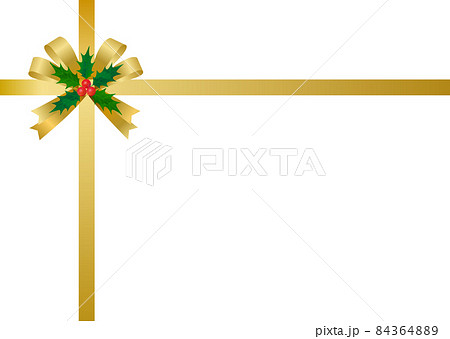 クリスマス リボン 金のリボン ヒイラギ 柊 84364889