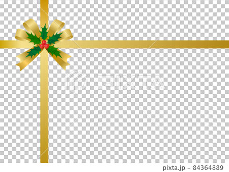 クリスマス リボン 金のリボン ヒイラギ 柊 84364889