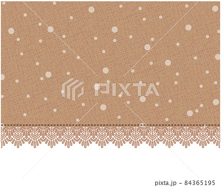 レース素材 上半分 フレーム 背景素材 ドット柄 のイラスト素材