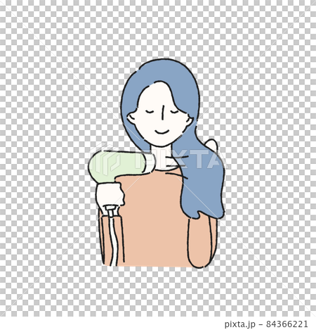 Illustration of a woman drying her hair 84366221