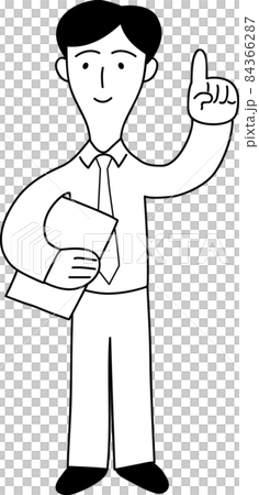 A male office worker who is guiding 84366287