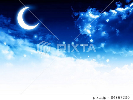 空と雲と星と月のイラスト素材