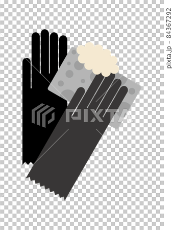 Illustration of rubber gloves and foaming sponge Illustration of rubber gloves and foaming sponge 84367292