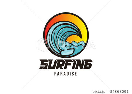 man surfing, and wave logo Designs Inspiration Isolated on White Background 84368091