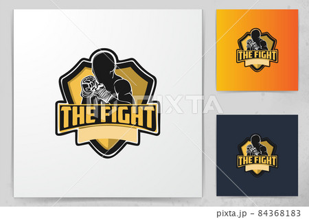 muay thai, boxing badge logo design inspiration Isolated On white Backgrounds 84368183