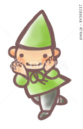 手描きふんわり緑色の小人さん 手描きふんわり緑色の小人さん 84368237