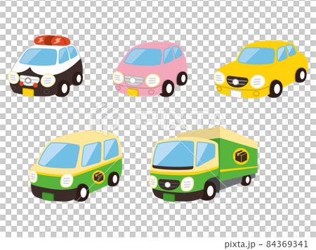 はたらくくるま ミニパト 自家用車 宅配車のイラスト素材