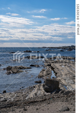 千葉県南房総市千倉 千田海岸の海岸線と岩場 千葉県南房総市千倉 千田海岸の海岸線と岩場 84369365