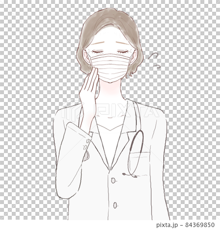 戴著無紡布口罩的中年女醫生一臉苦惱 84369850