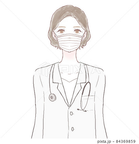 不織布マスクを着用している中年の女性医師 不織布マスクを着用している中年の女性医師 84369859