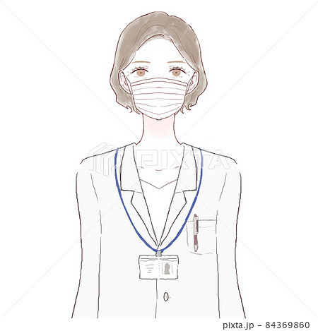 不織布マスクを着用している中年の女性医師 不織布マスクを着用している中年の女性医師 84369860