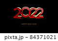 Happy New 2022 Year. Holiday illustration. 2022 golden Textured 3D numbers on black background. Gold numbers figures. Happy New Year 2022 sign. Design element for festive poster or banner design 84371021