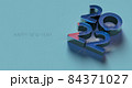 Happy New 2022 Year. Holiday illustration. 2022 blue Textured 3D numbers on blue background. Blue numbers figures. Happy New Year 2022 sign. Design element for festive poster or banner design 84371027