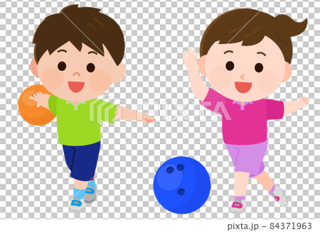 Illustration of boys and girls bowling Illustration of boys and girls bowling 84371963