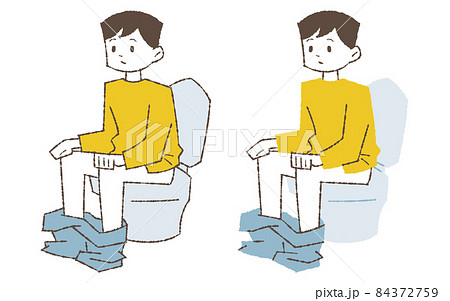 トイレに座る男の人のイラスト素材